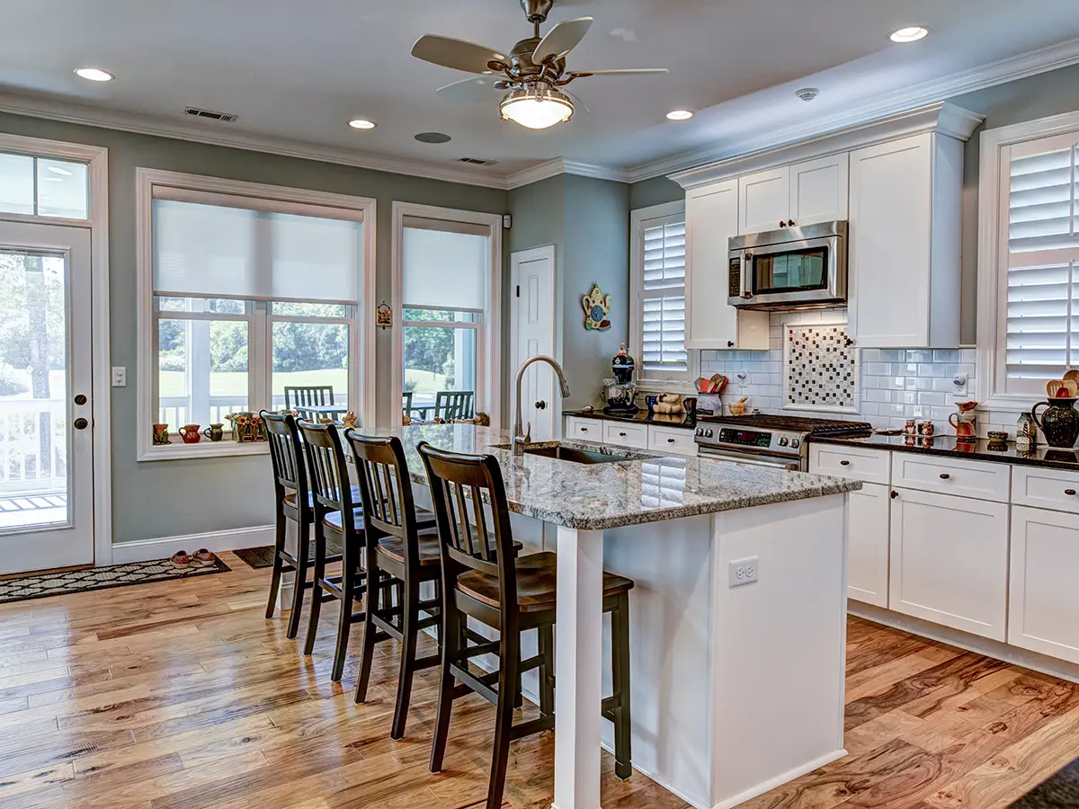 stunning kitchen remodel with white cabinets and kitchen island