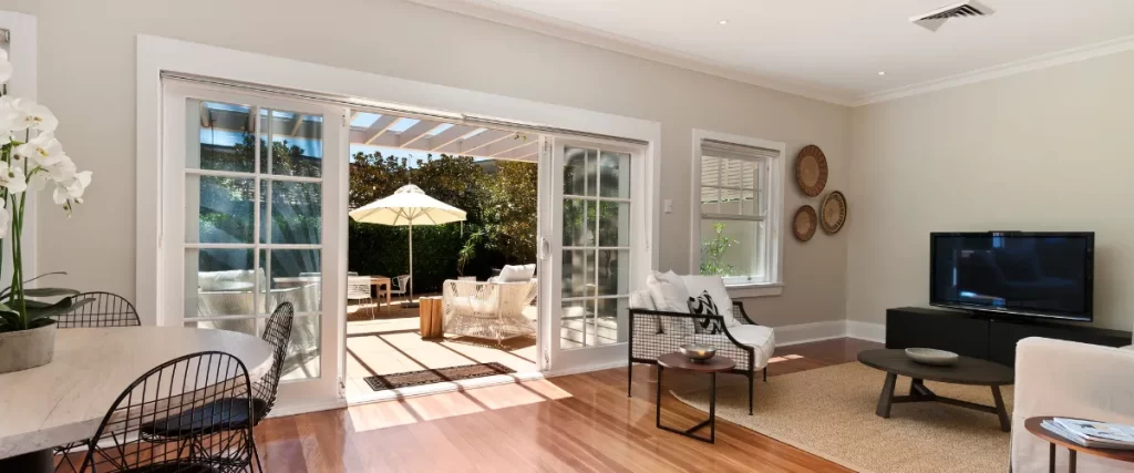 The same living space as the third image, shown from a slightly different angle.
